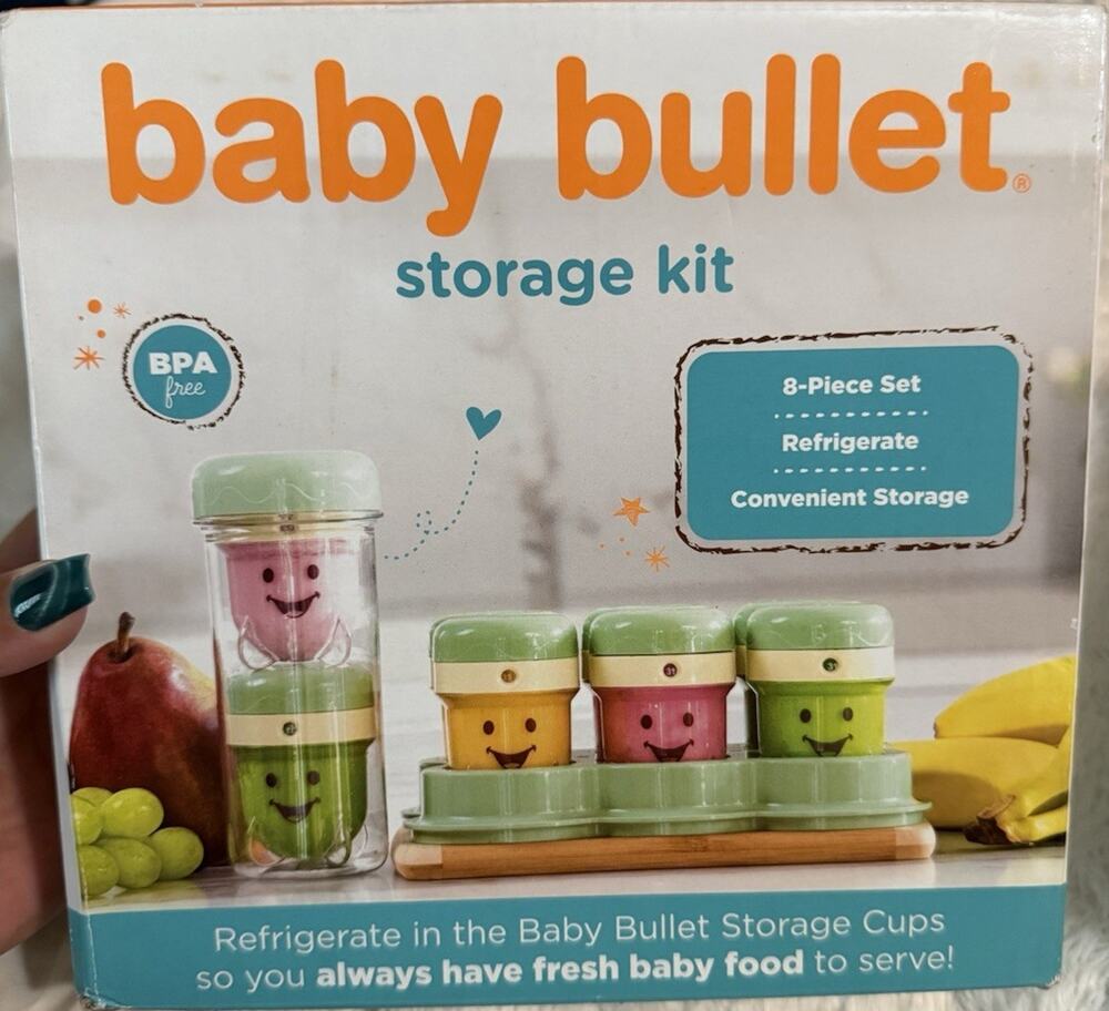 Baby Bullet Storage Kit 8-Piece BPA Free Refrigerator Safe Set with Tray & Cups